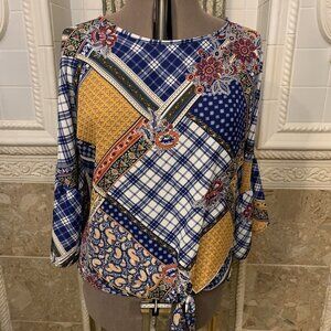 Cure. Size Large. New With Tag.  Sleeves w Ruffle. Tie Front. B75